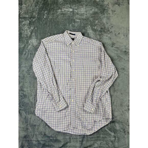 Men’s Austin Reed London button shirt XL 2-ply cotton plaid check dress casual - Picture 1 of 11